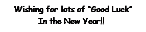 Text Box: Wishing for lots of �Good Luck� 
In the New Year!!&nbsp; 

